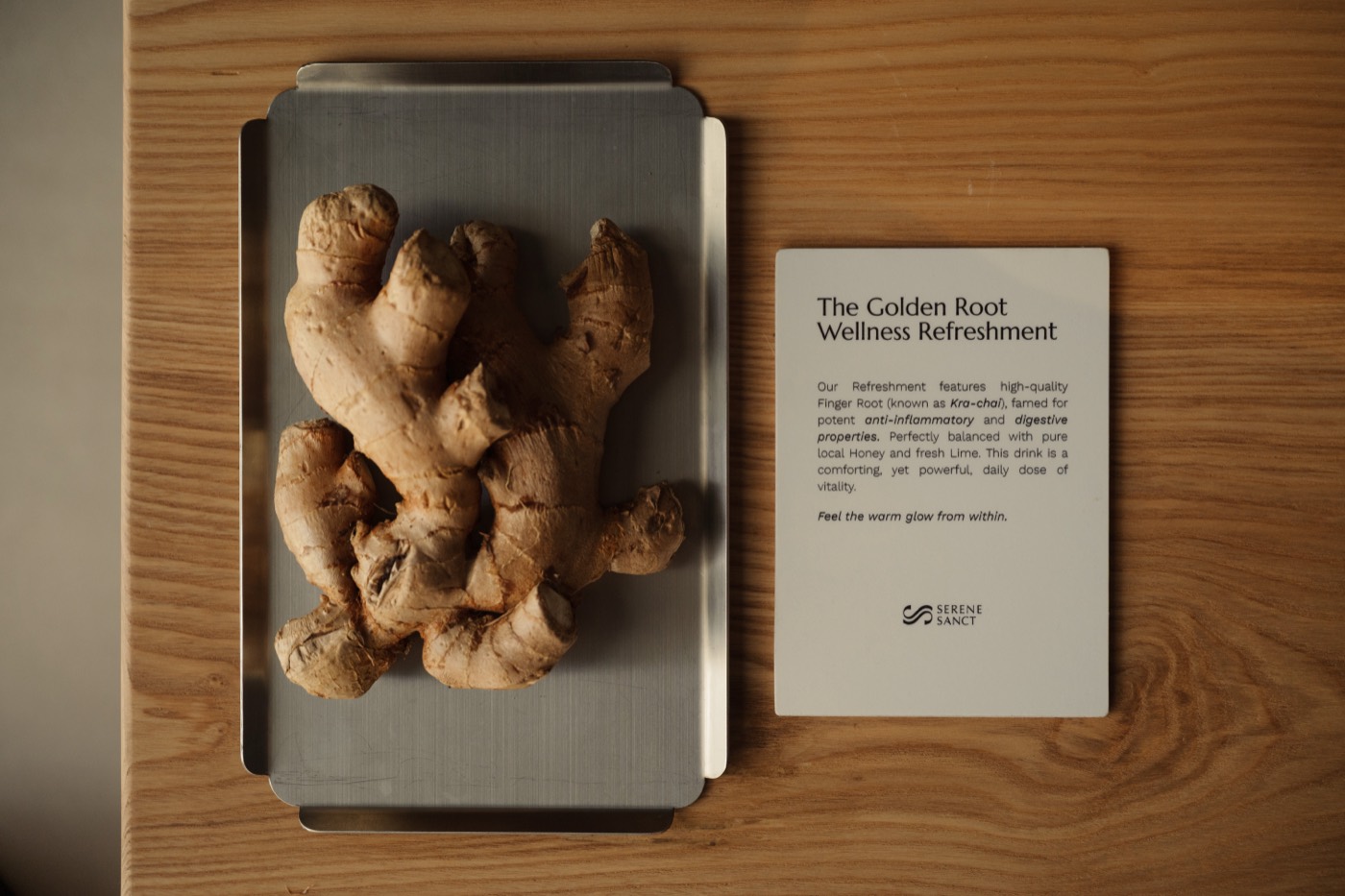 SereneSanct Golden Root wellness refreshment and card
